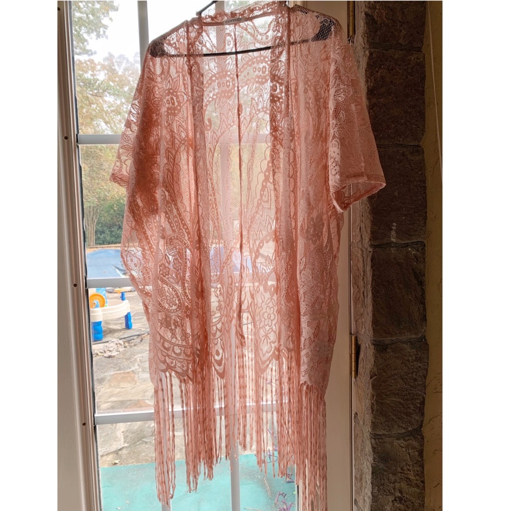 Dusty pink lace coverup